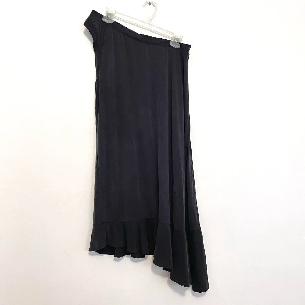 MOULINETTE SOEURS ANTHROPOLOGIE ANTHRO Raneri One Shoulder Dress Dark Gray Boho - Picture 2 of 16